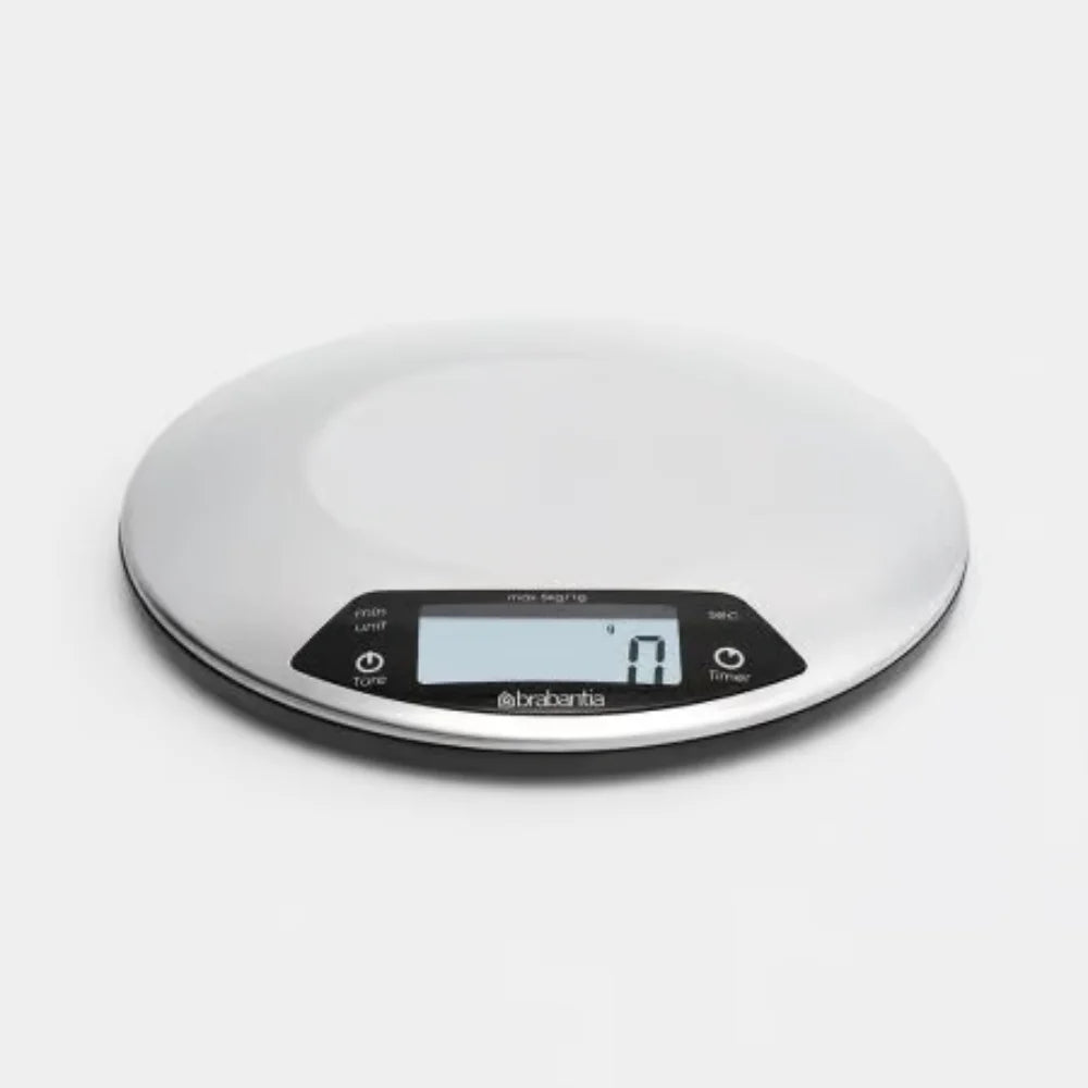 Brabantia｜PROFILE Kitchen Scale 圓形電子食物磅｜磨砂鋼