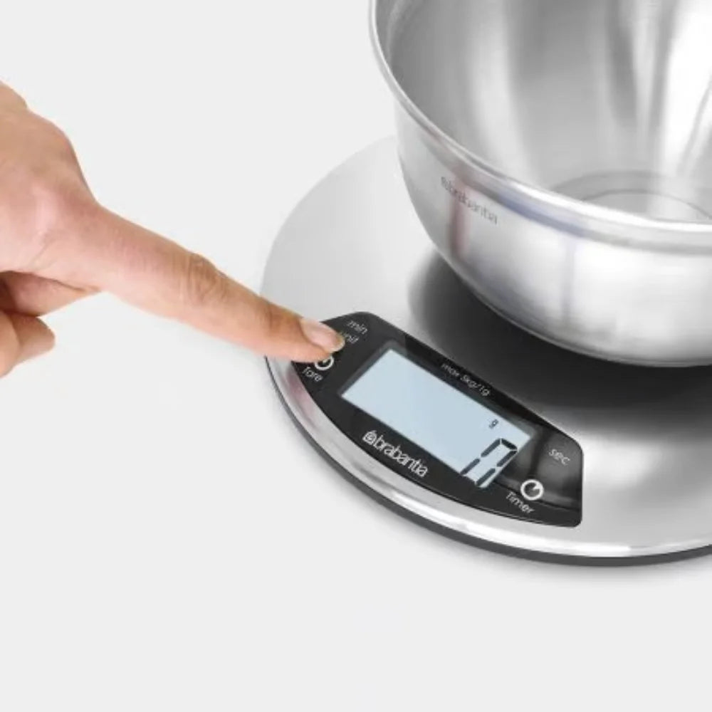 Brabantia｜PROFILE Kitchen Scale 圓形電子食物磅｜磨砂鋼