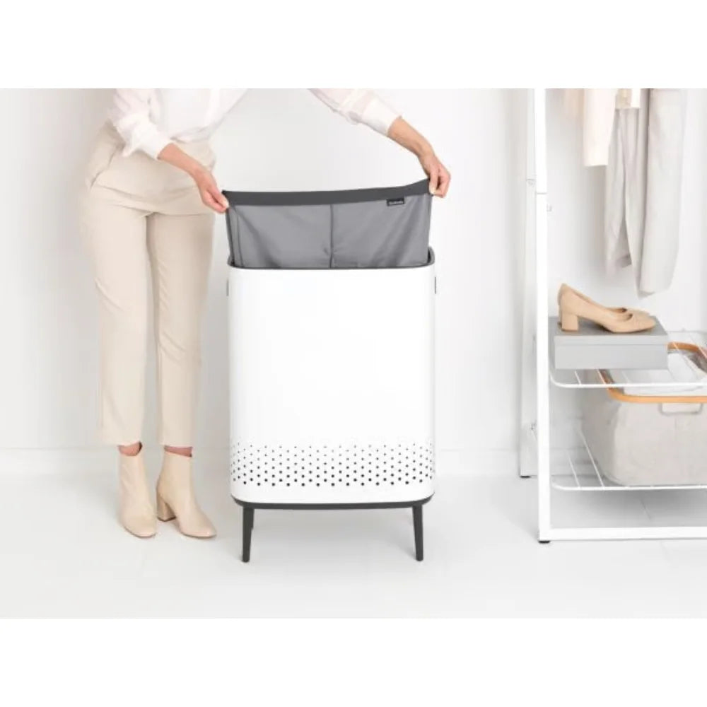 Brabantia丨Bo Laundry Bin Hi 雙隔污衣籃 丨2 x 45L丨兩隻顏色