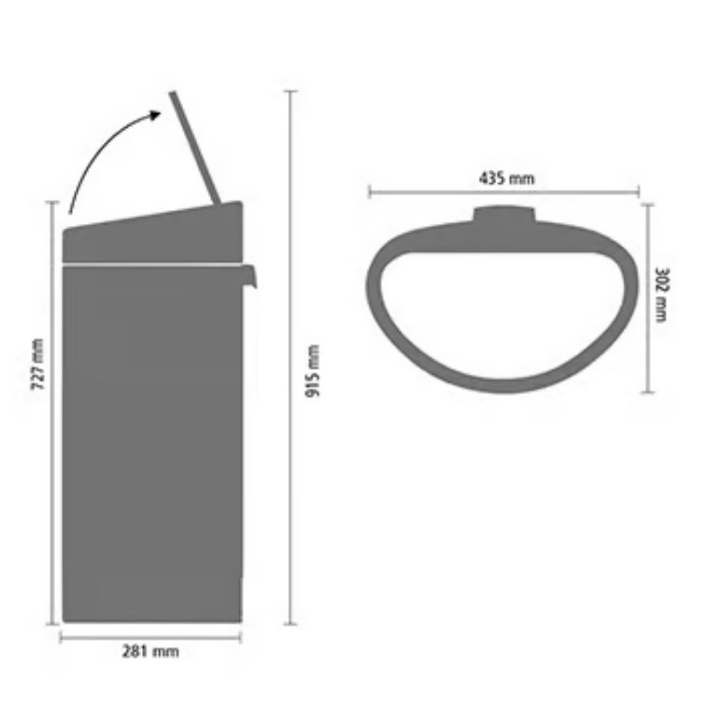 Brabantia｜Touch Bin New 平背彈蓋垃圾桶 40L｜塑膠內桶｜3款顏色