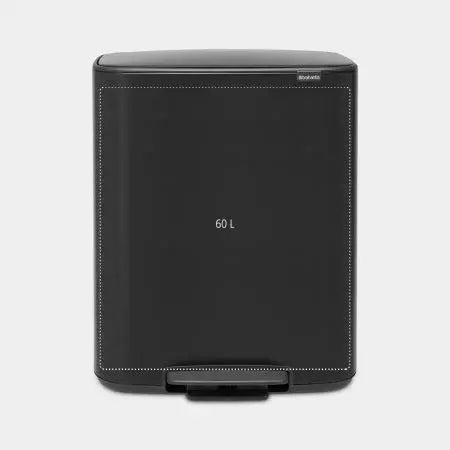 Brabantia｜Bo Pedal Bin 長形防指紋腳踏桶 60L｜Matt Black啞黑 211362