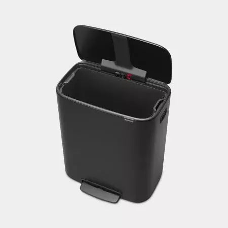 Brabantia｜Bo Pedal Bin 長形防指紋腳踏桶 60L｜Matt Black啞黑 211362