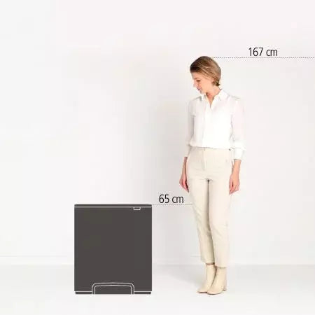 Brabantia｜Bo Pedal Bin 長形防指紋腳踏桶 60L｜Matt Black啞黑 211362