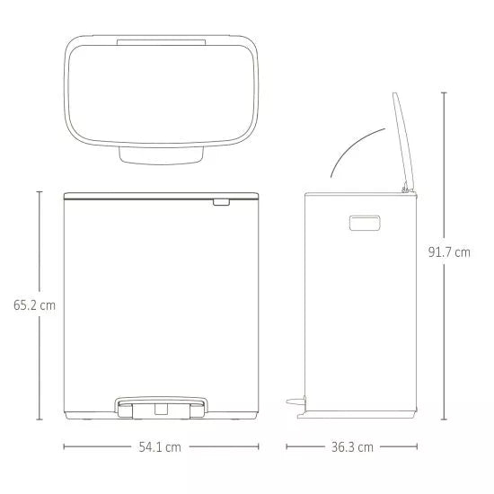 Brabantia｜Bo Pedal Bin long anti-fingerprint pedal bucket 60L｜Matt Black matte black 211362