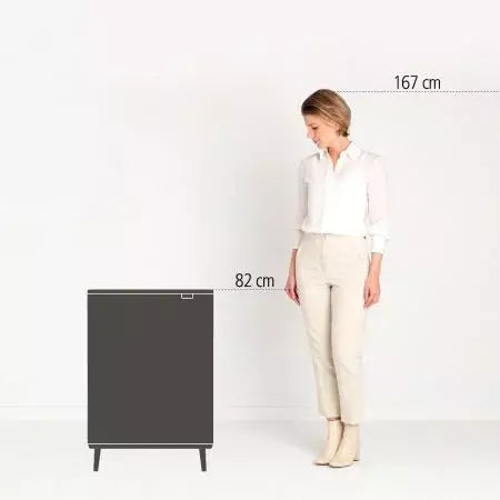 Brabantia｜Bo Touch Bin HI 高腳長形彈蓋桶 60L｜Matt Black啞黑