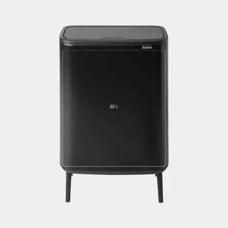 Brabantia｜Bo Touch Bin HI 高腳長形彈蓋桶 60L｜Matt Black啞黑