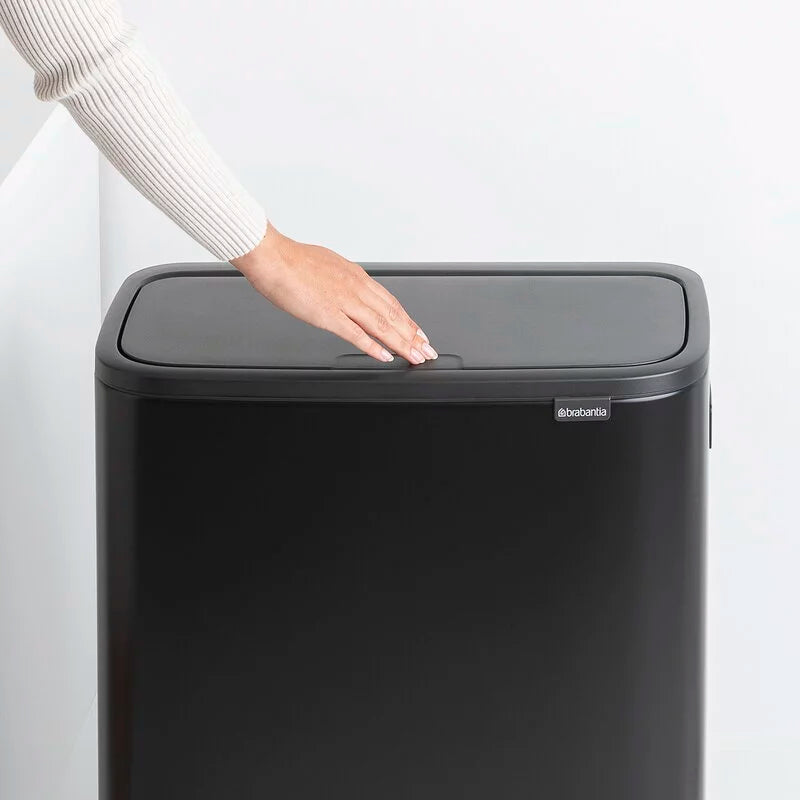 Brabantia｜Bo Touch Bin HI high-leg long spring lid bucket 60L｜Matt Black matte black