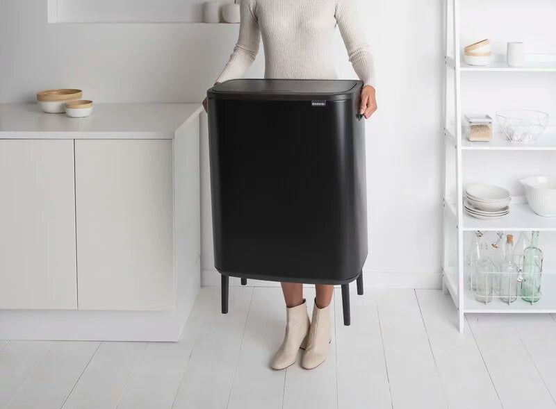 Brabantia｜Bo Touch Bin HI 高腳長形彈蓋桶 60L｜Matt Black啞黑