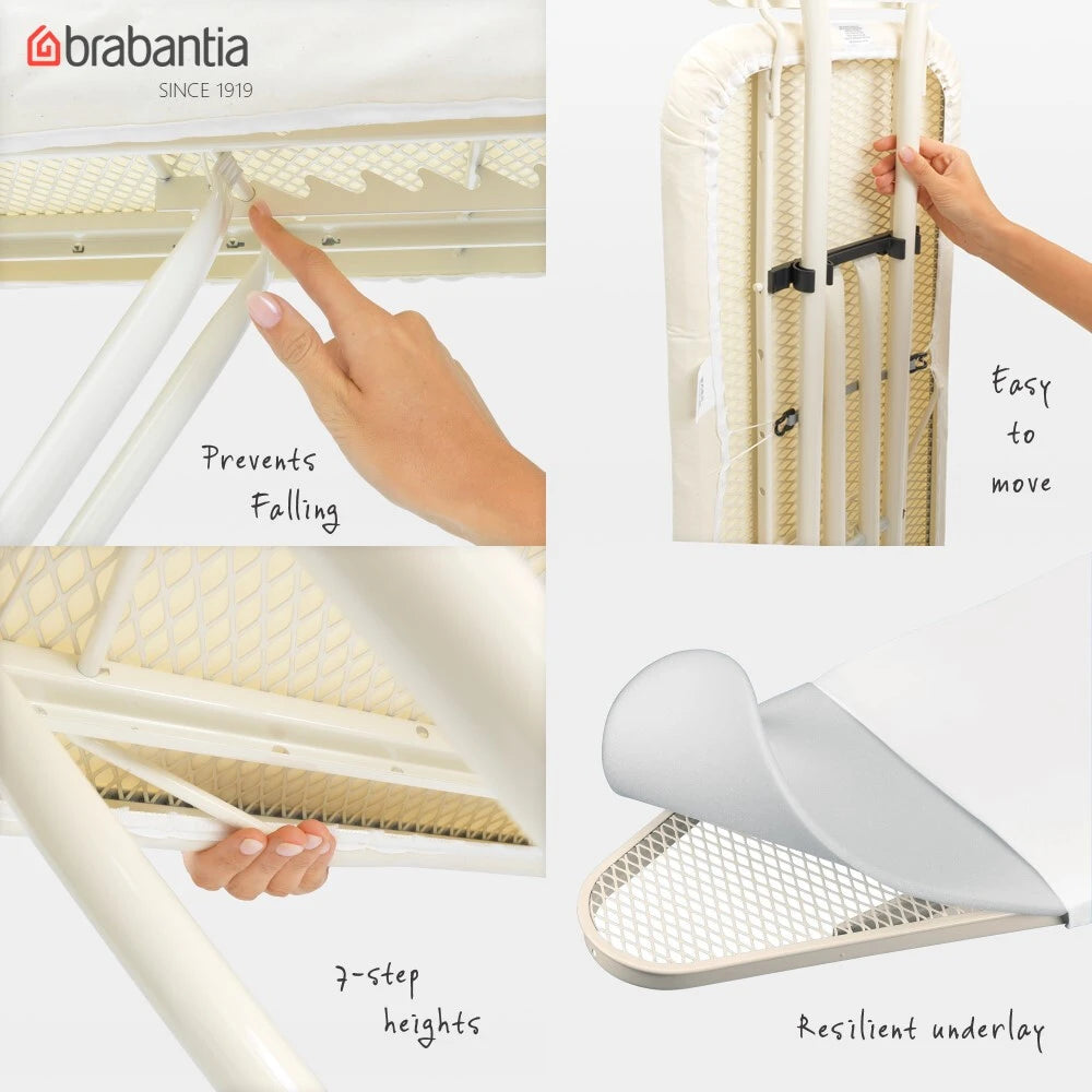 Brabantia丨Ironing Board 熨衫板 Code B 124x38cm丨Cotton Flower 白棉花