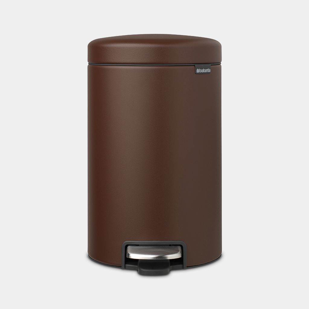 Brabantia｜NewIcon Pedal Bin Round Pedal Bin 12L｜Plastic Inner Bin｜Mineral Cozy Brown Mineral Dark Brown