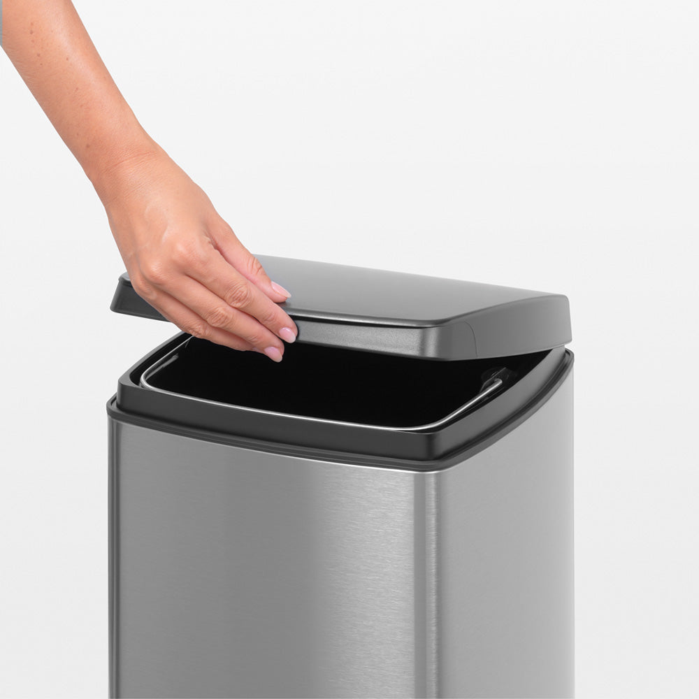 Brabantia｜Rectangular Fingerprint Proof Pedal Bin Silent 靜音方形腳踏桶 25L｜塑膠內桶｜無印砂鋼