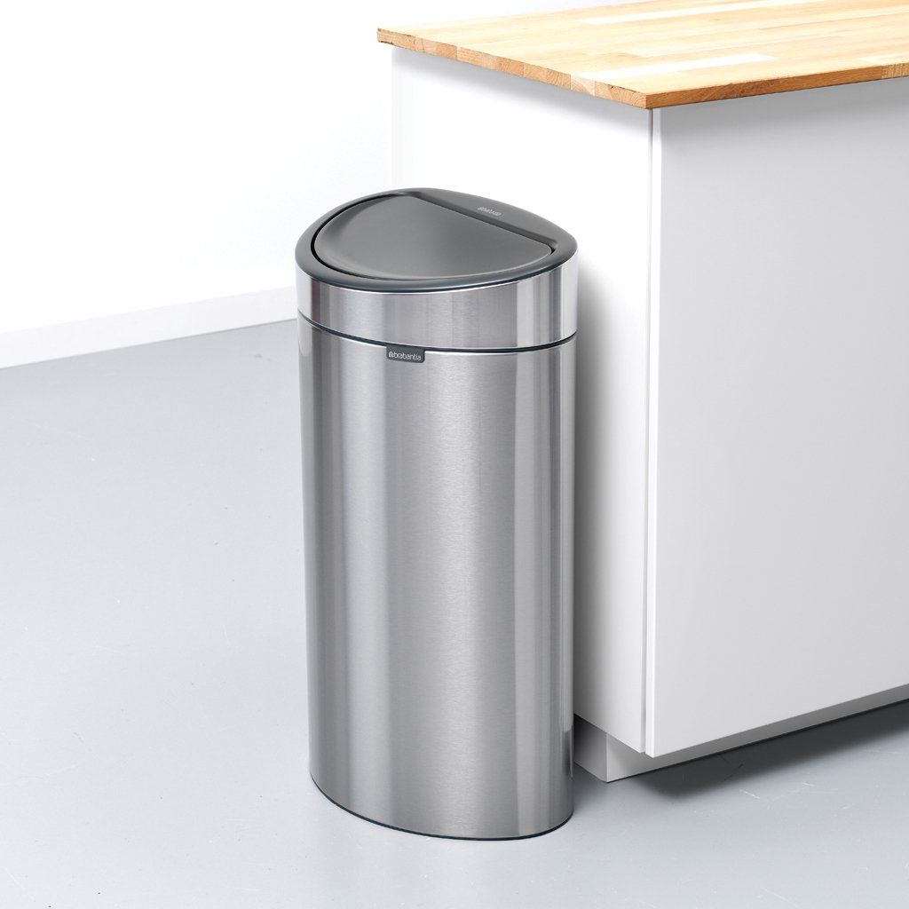 Brabantia｜Touch Bin New 半圓平背彈蓋垃圾桶 40L｜3款顏色