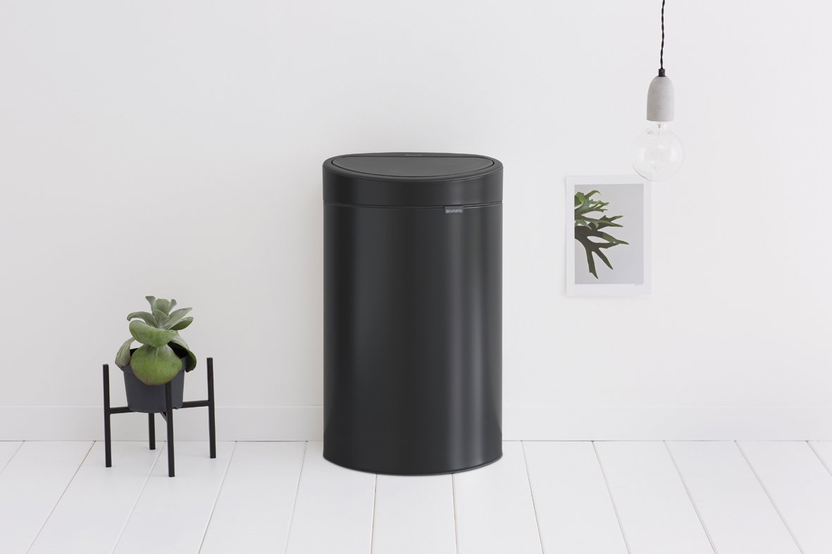 Brabantia｜Touch Bin New Semi-circular Flat Back Spring Lid Trash Can 40L｜3 Colors