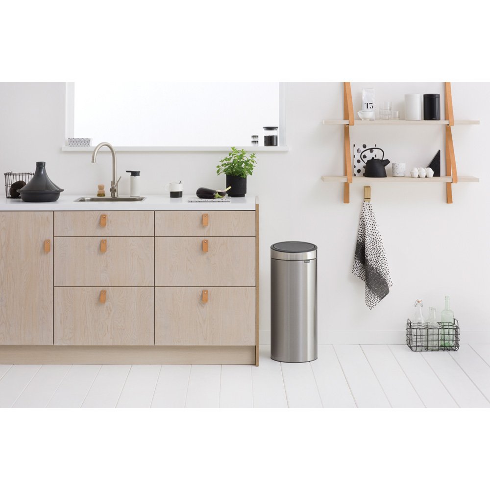 Brabantia｜Touch Bin New Round Spring Lid Trash Can 30L｜Plastic Inner Bin｜3 Colors