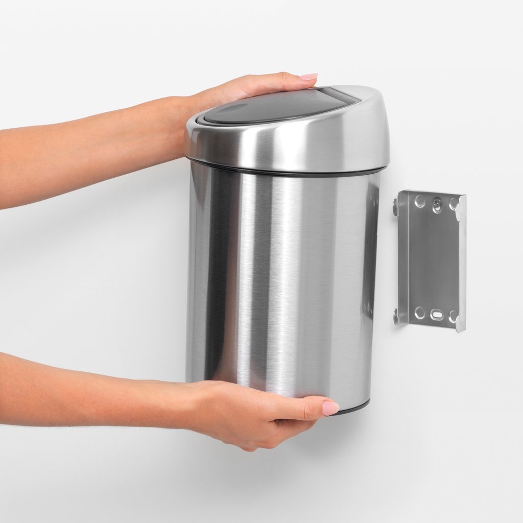 Brabantia｜Touch Bin round wall-mountable pop-top trash can 3L｜Plastic inner barrel｜4 colors