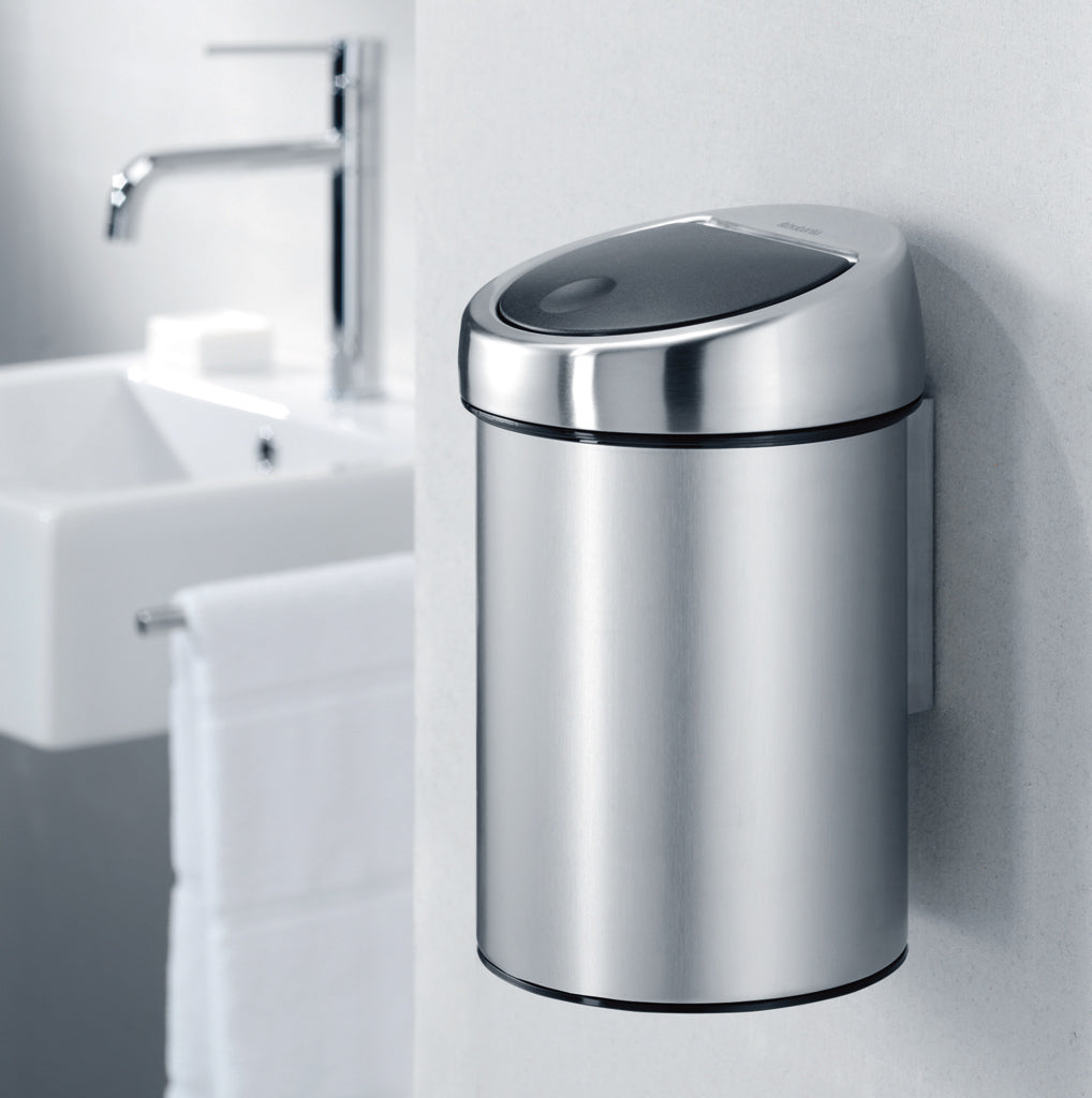 Brabantia｜Touch Bin round wall-mountable pop-top trash can 3L｜Plastic inner barrel｜4 colors