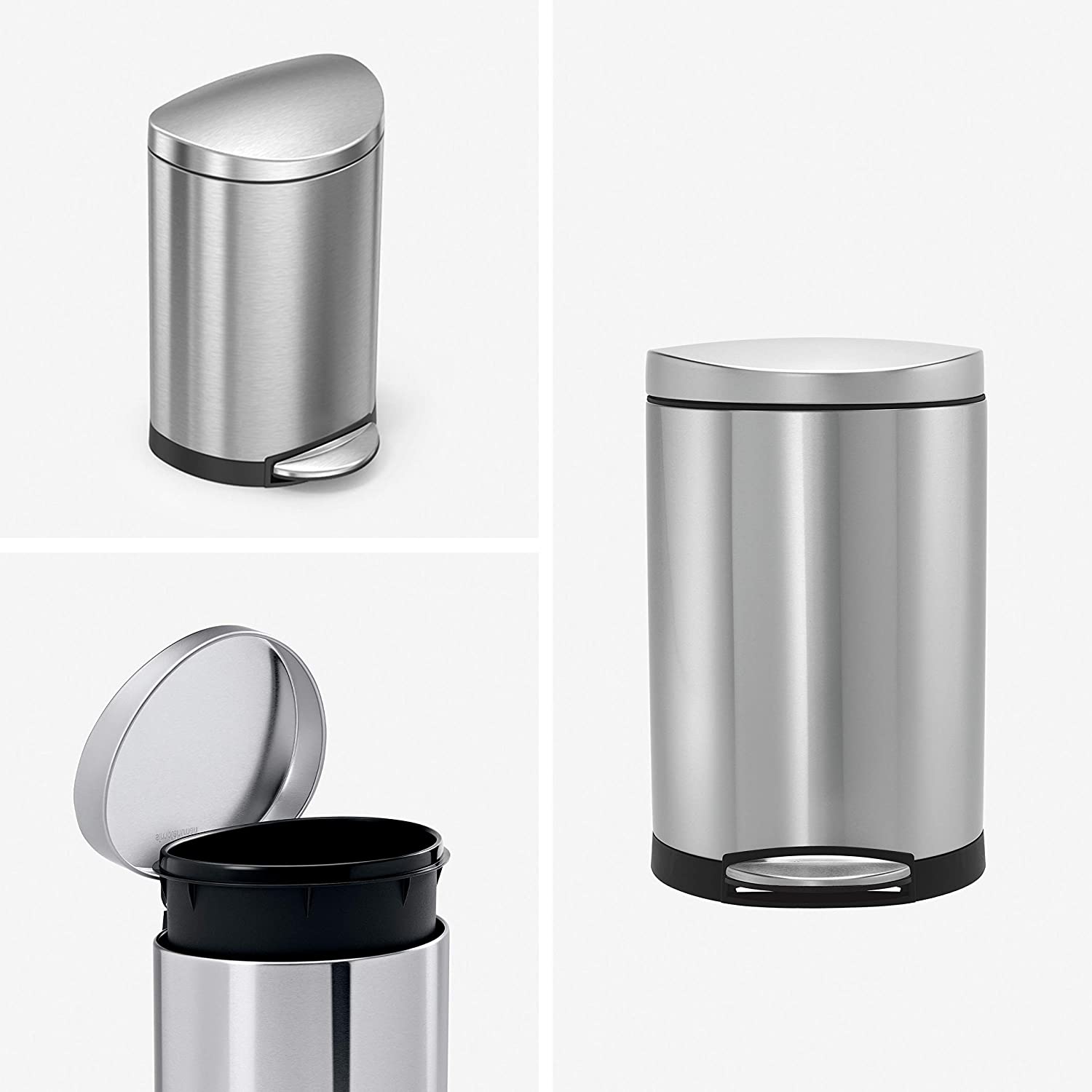 Simplehuman｜Semi-round Pedal Bin 半圓形腳踏式垃圾桶 6L｜3種顏色