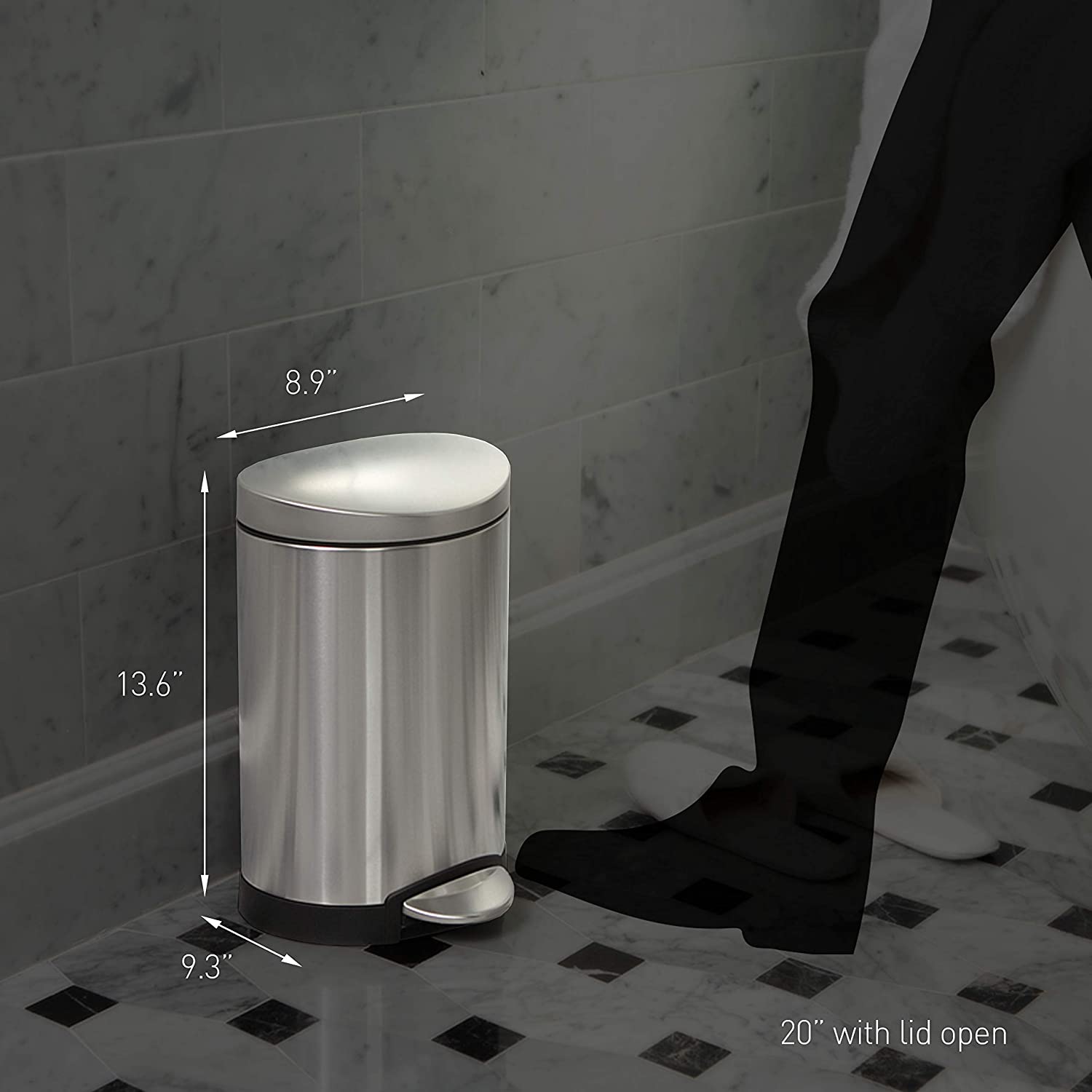 Simplehuman｜Semi-round Pedal Bin 半圓形腳踏式垃圾桶 6L｜3種顏色