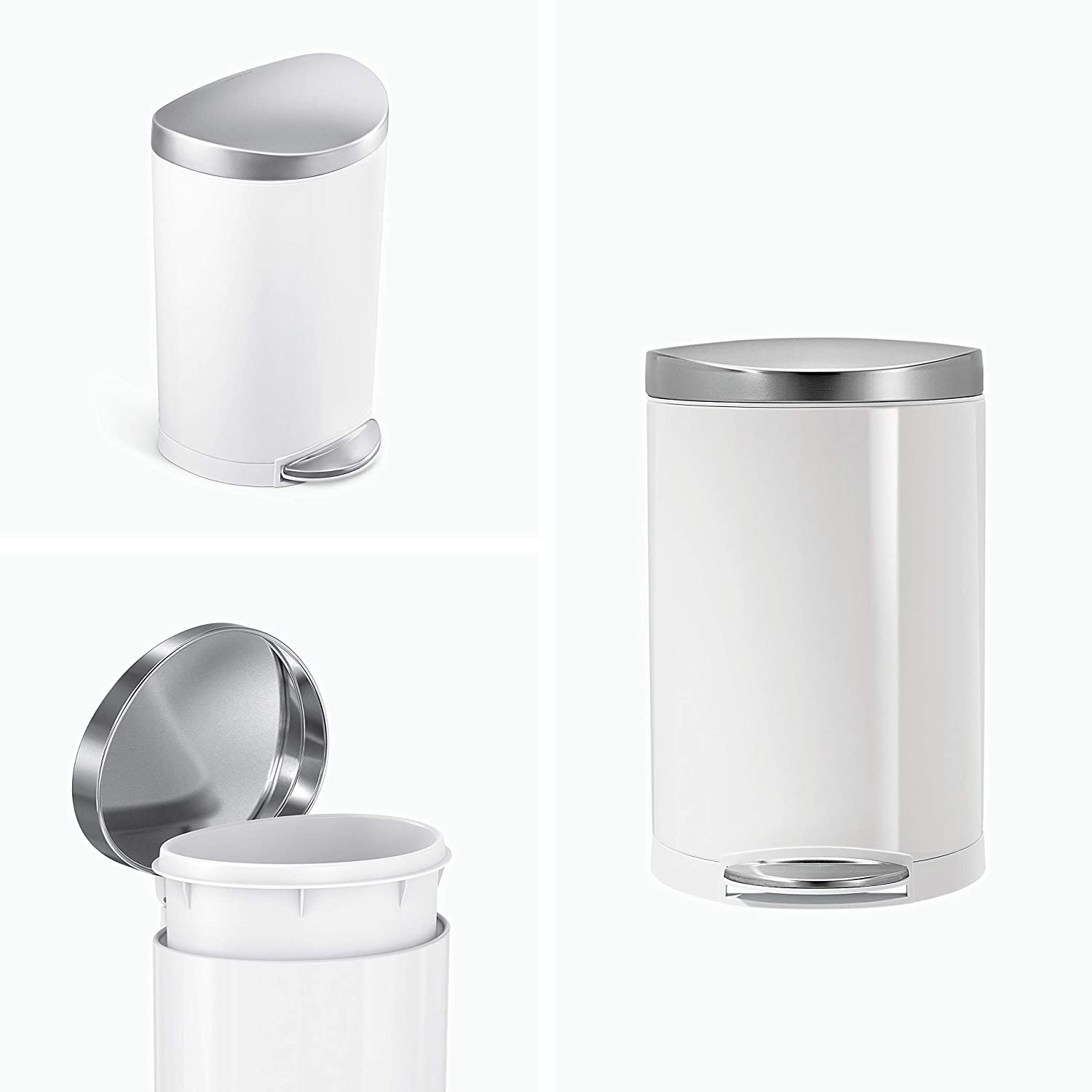 Simplehuman｜Semi-round Pedal Bin 半圓形腳踏式垃圾桶 6L｜3種顏色