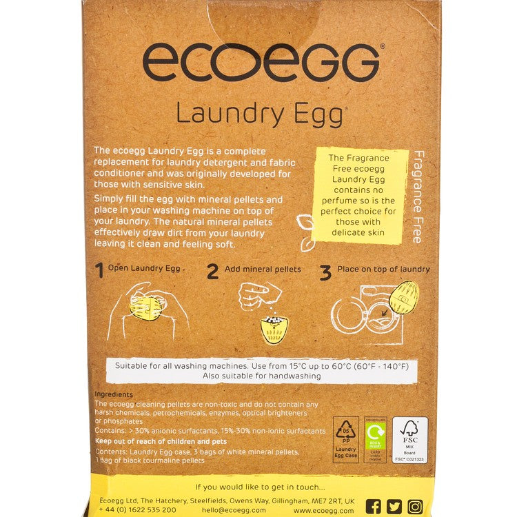 ecoegg 丨無香精離子去污 環保抗敏洗衣蛋 70次洗滌份量｜淡黃｜素食者適用