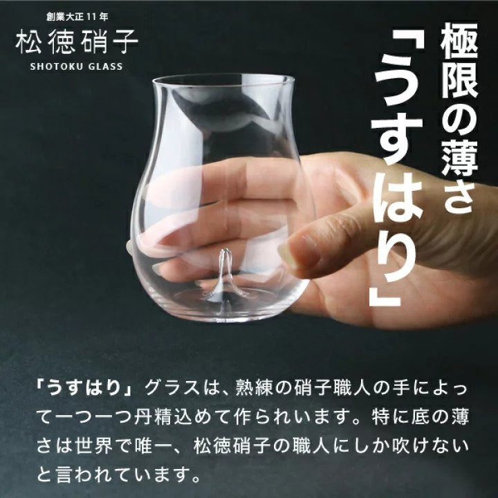 Edo Glass｜Japanese handmade ultra-thin Daiginjo cup for cold sake 250ml｜Log gift box