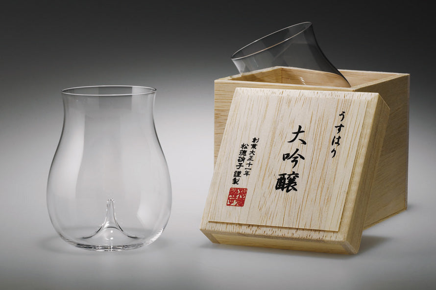 Edo Glass｜Japanese handmade ultra-thin Daiginjo cup for cold sake 250ml｜Log gift box