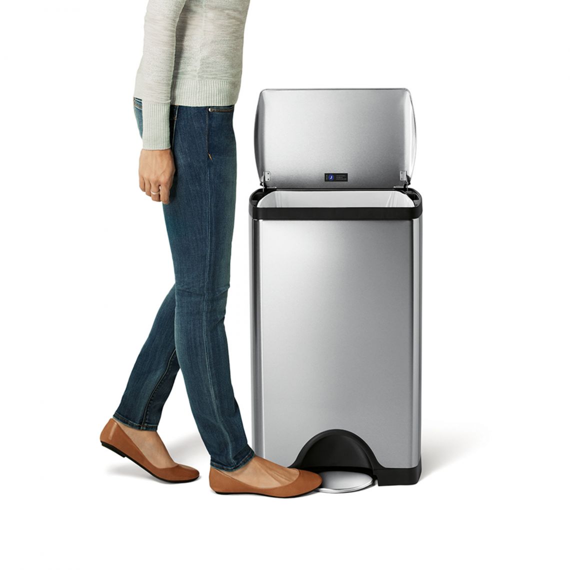 Simplehuman｜Rectangular Step Can 不銹鋼防指紋腳踏垃圾桶 38L｜Brushed 磨砂鋼