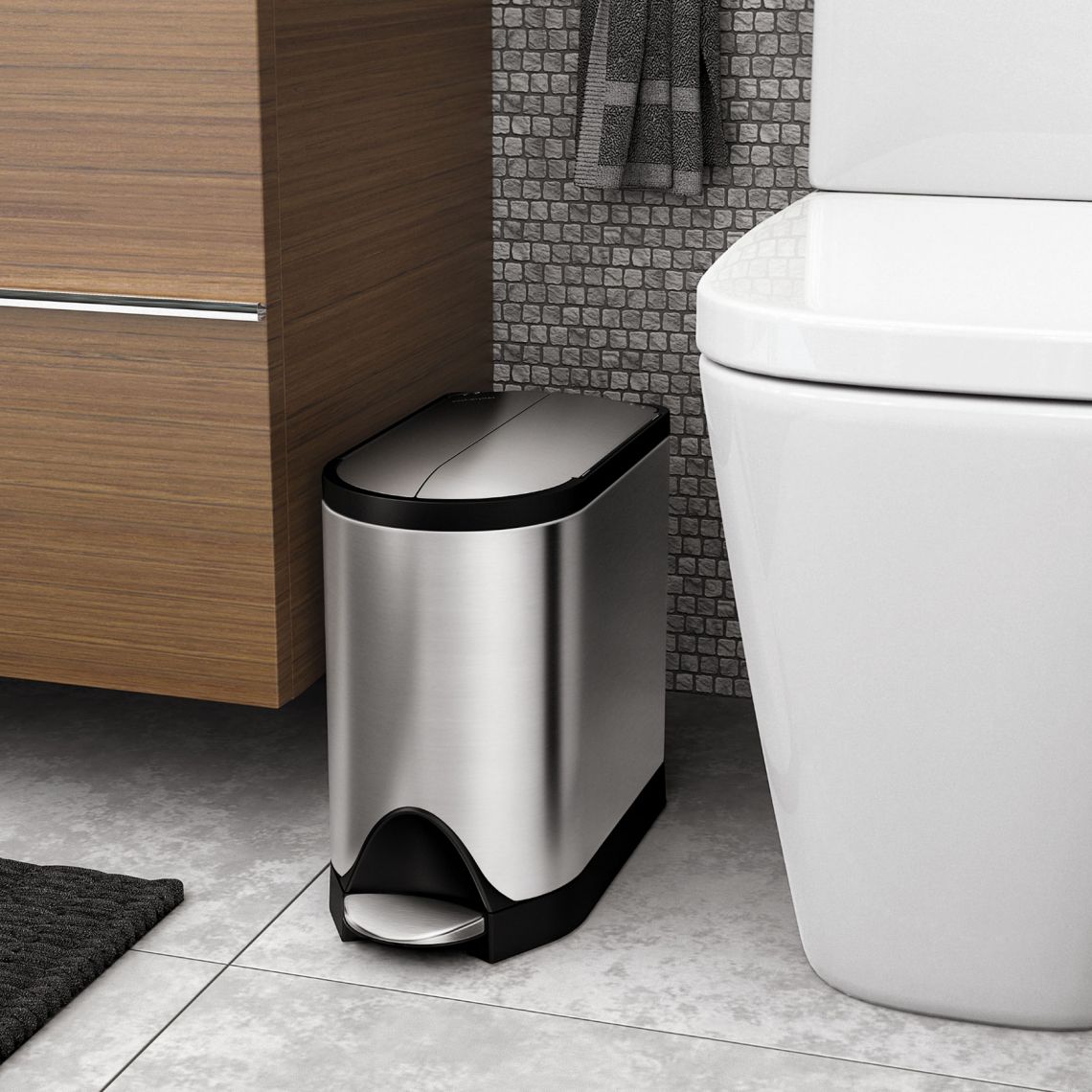 Simplehuman｜Butterfly Step Can stainless steel butterfly lid foot trash can｜Brushed brushed steel｜3 sizes