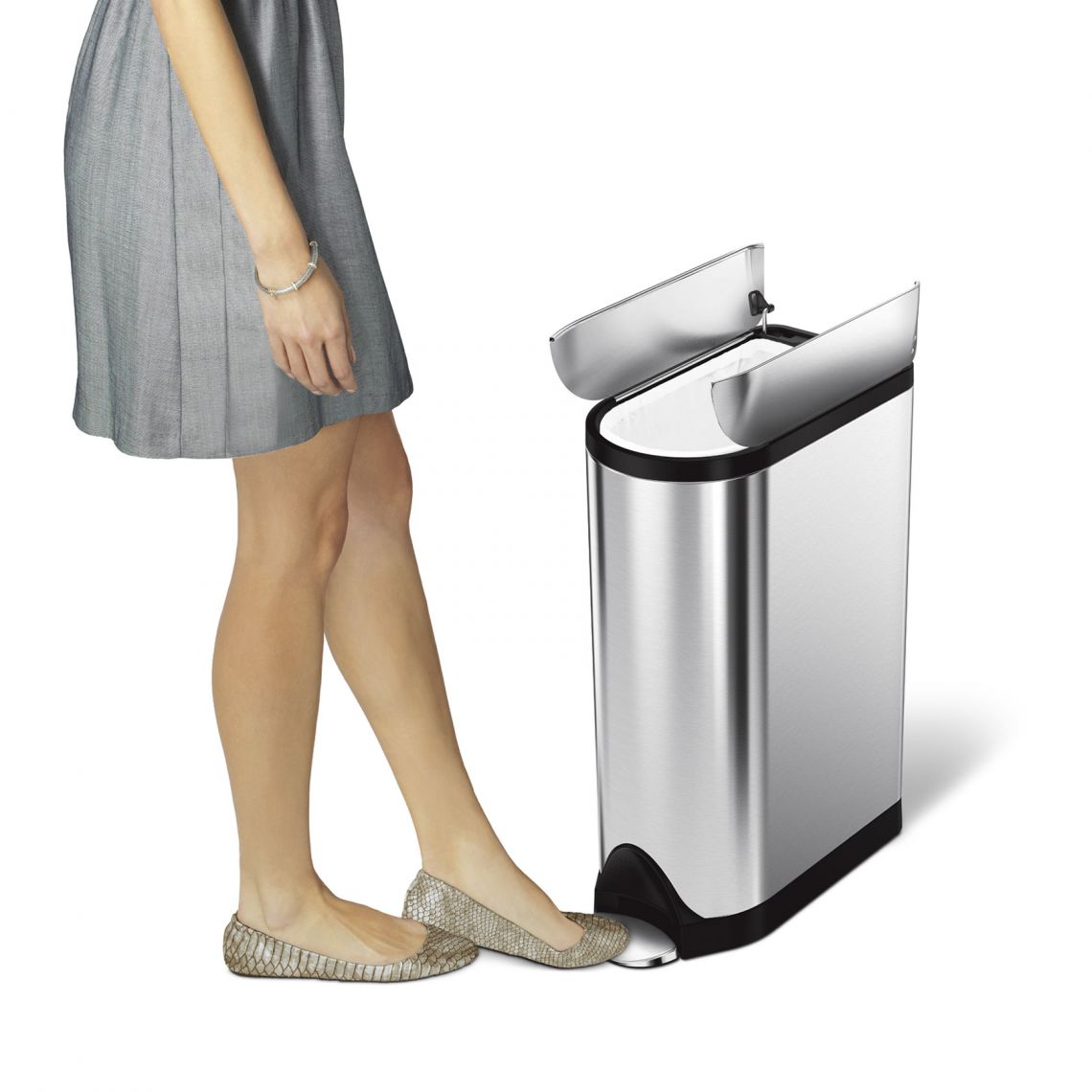 Simplehuman｜Butterfly Step Can stainless steel butterfly lid foot trash can｜Brushed brushed steel｜3 sizes