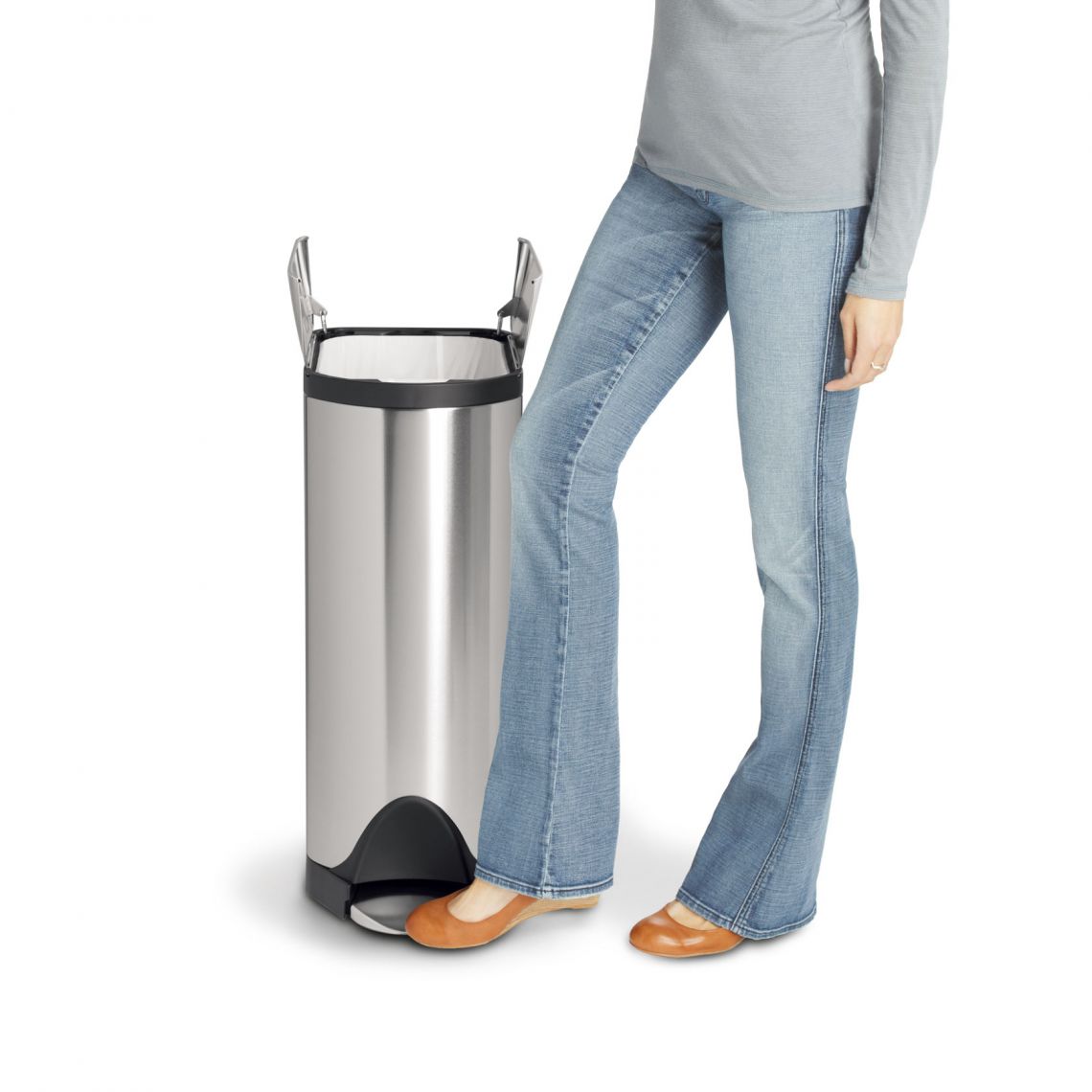 Simplehuman｜Butterfly Step Can stainless steel butterfly lid foot trash can｜Brushed brushed steel｜3 sizes