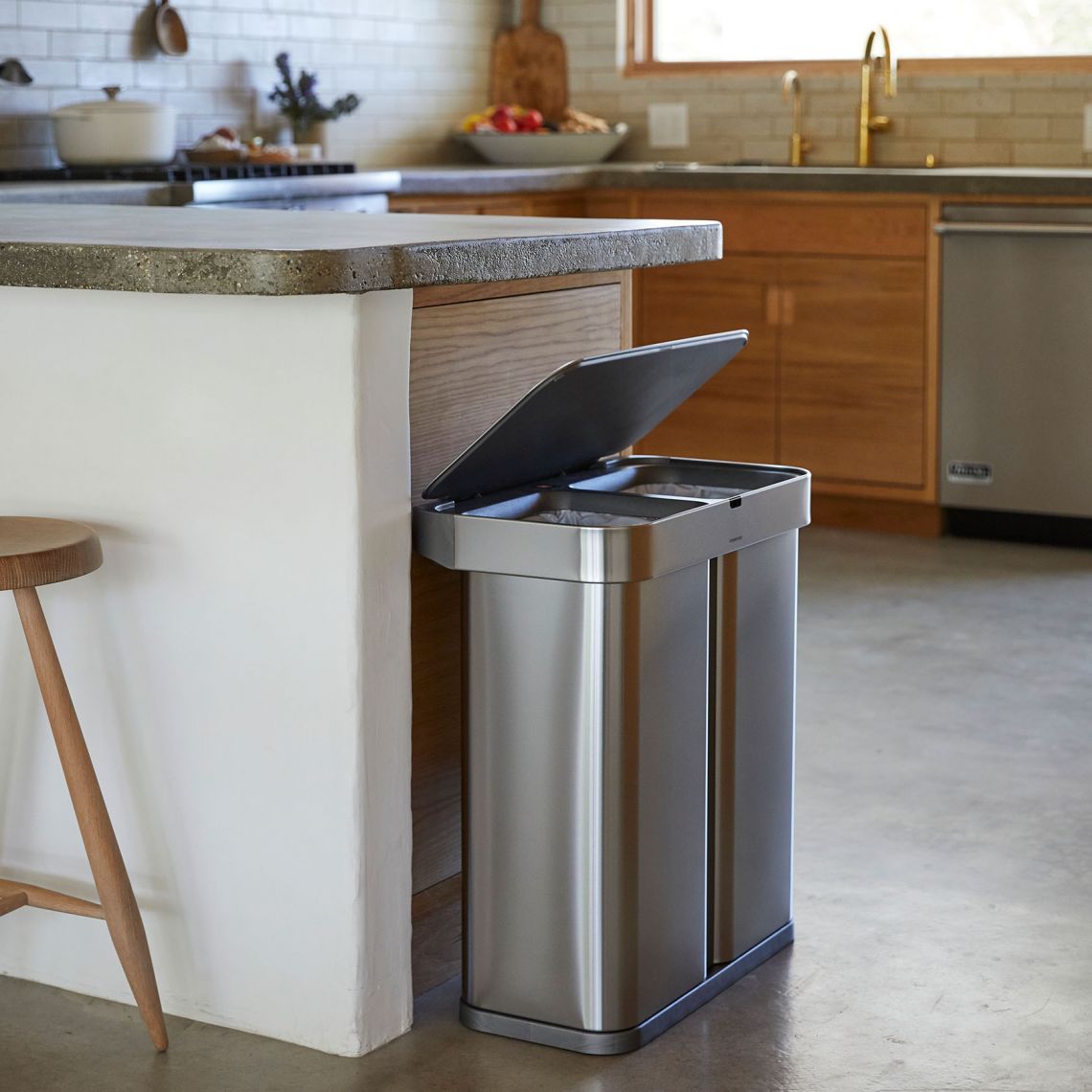 Simplehuman｜Rectangular Sensor Recycler Can Stainless Steel Rectangular Sound Control &amp; Automatic Sensor Environmentally Friendly Separated Trash Can 58L｜3 Colors