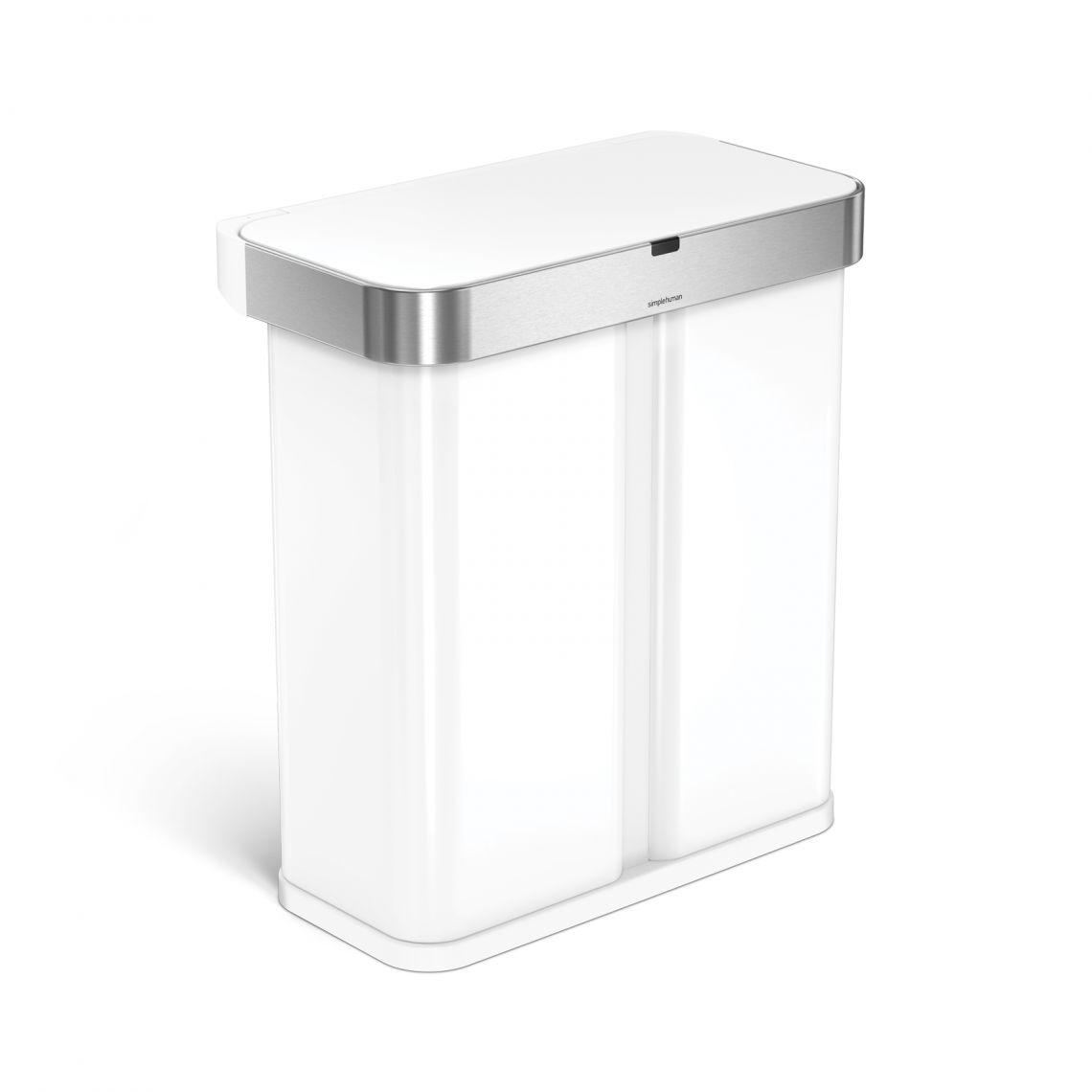 Simplehuman｜Rectangular Sensor Recycler Can 不銹鋼長方聲控&自動感應環保分隔垃圾桶 58L｜3種顏色