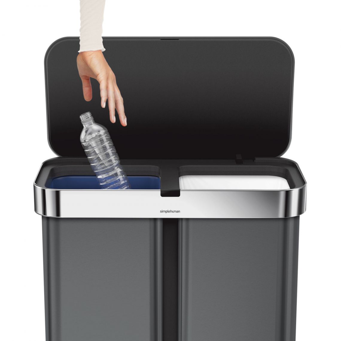 Simplehuman｜Rectangular Sensor Recycler Can Stainless Steel Rectangular Sound Control &amp; Automatic Sensor Environmentally Friendly Separated Trash Can 58L｜3 Colors