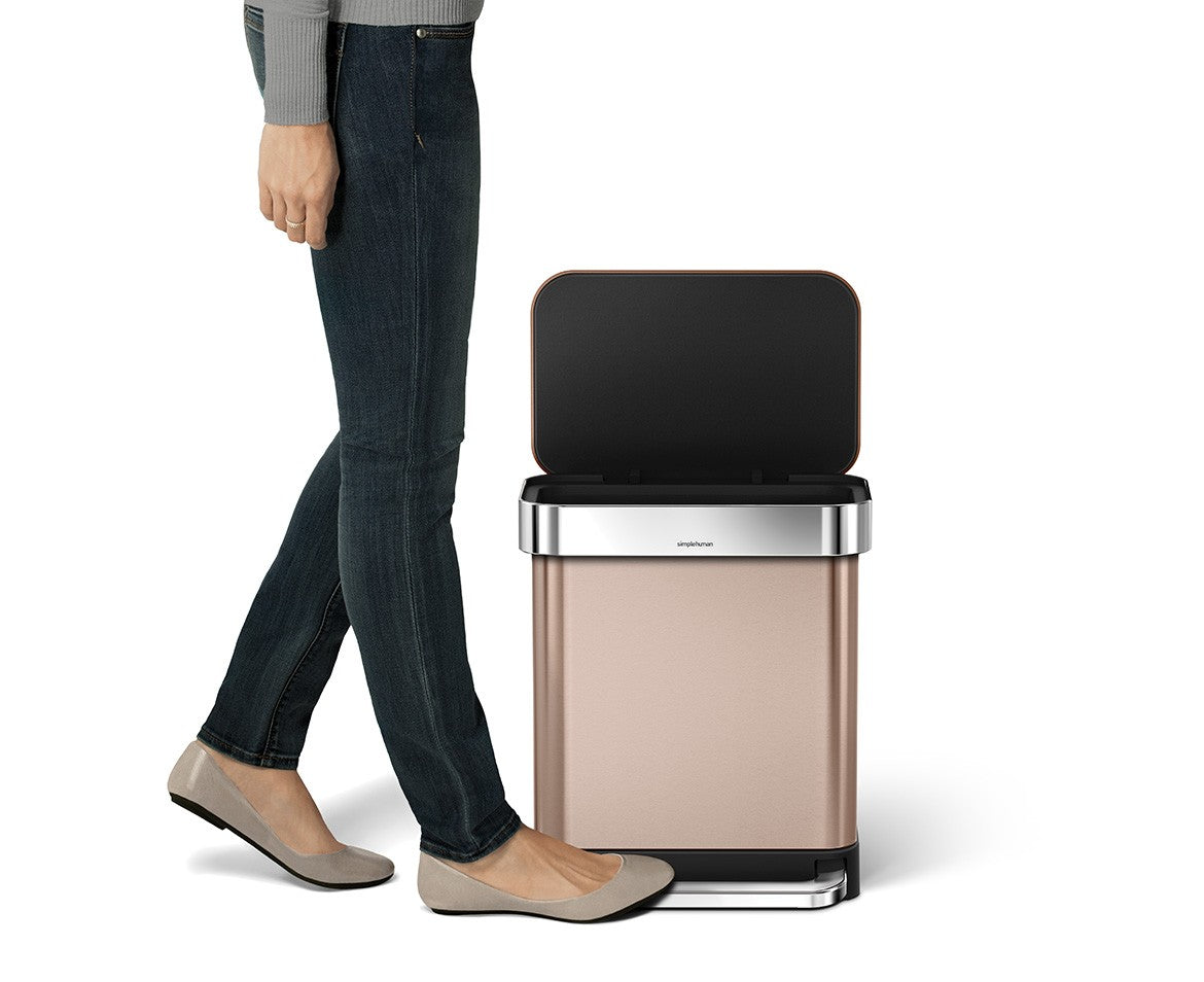 Simplehuman｜Rectangular Step Can with Liner Pocket stainless steel anti-fingerprint foot trash can 30L｜2 colors