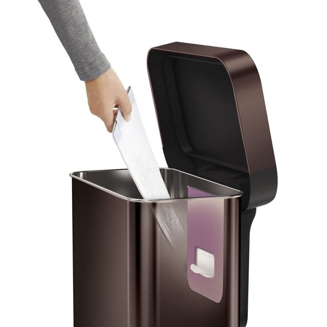 Simplehuman｜Rectangular Step Can with Liner Pocket Rectangular stainless steel anti-fingerprint foot trash can 45L｜3 colors