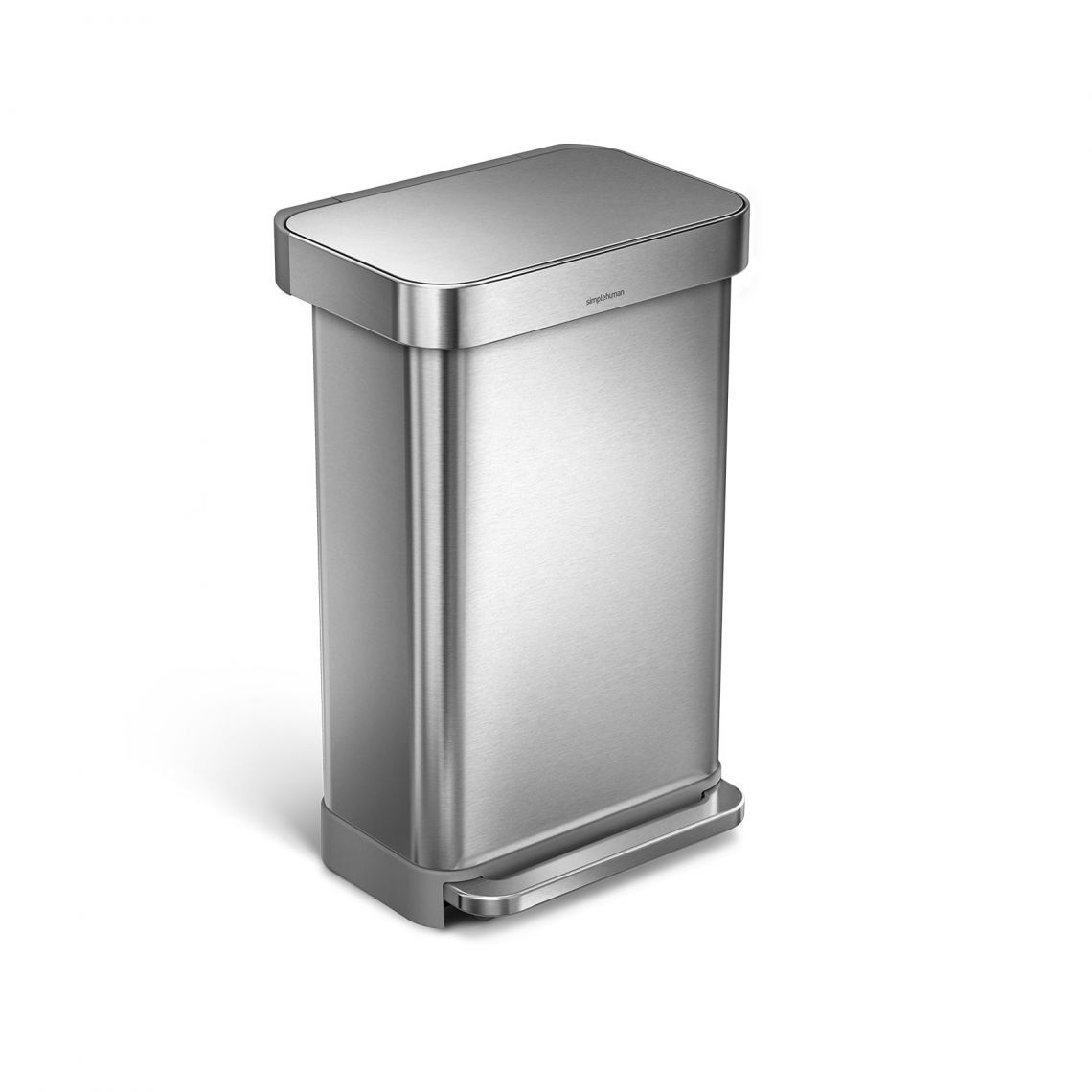 Simplehuman｜Rectangular Step Can with Liner Pocket Rectangular stainless steel anti-fingerprint foot trash can 45L｜3 colors