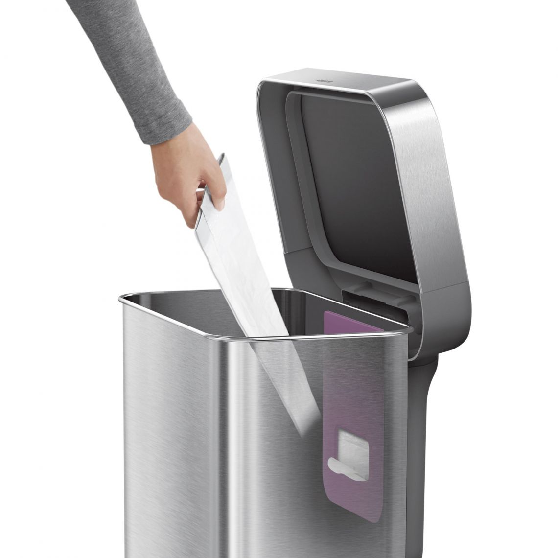 Simplehuman｜Rectangular Step Can with Liner Pocket Rectangular stainless steel anti-fingerprint foot trash can 45L｜3 colors